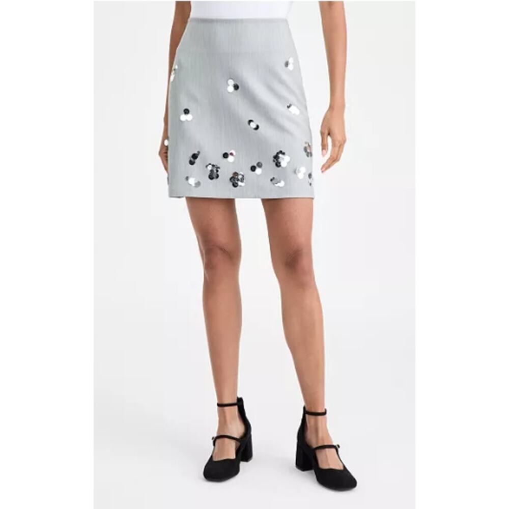 On 34th Women's Paillette Cluster Mini  Skirt Sequin Grey  8